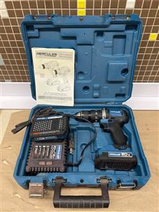 HERCULES HC92K1 20v cordless drill kit w 2 batts charger case